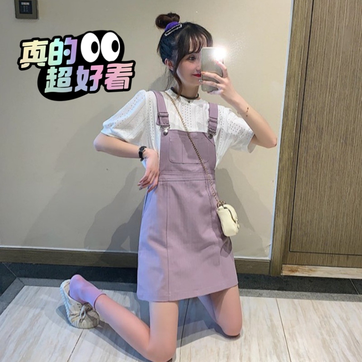减龄背带裙，谁穿谁是小仙女呀。实物颜色巨显...