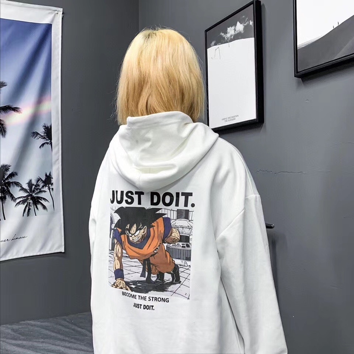 秋季潮牌NK连帽卫衣男女情侣休息宽松印花毛...