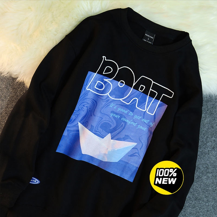 （包邮）美式印花棉卫衣男宽松圆领上衣外套