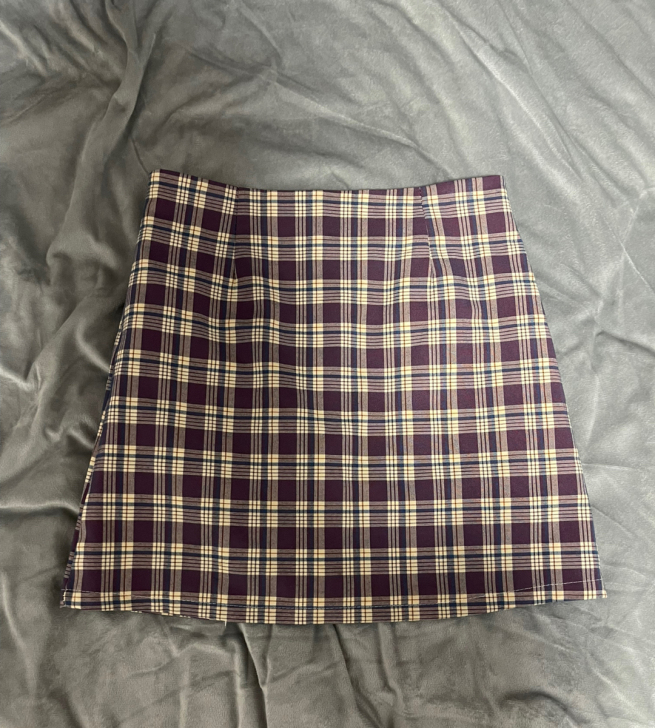 法式复古高腰格子裙侧开叉半身裙防走光包臀裙...