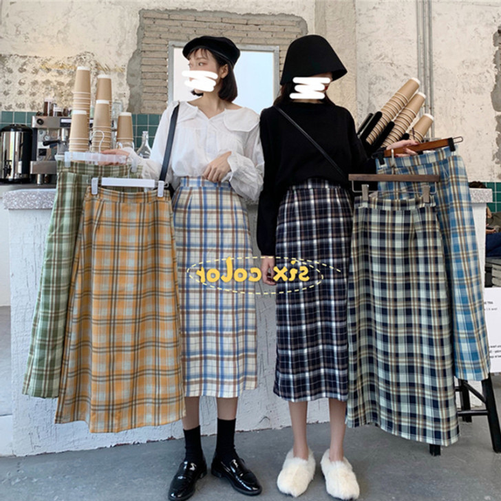 网红港风半身裙女夏学生森系a字包臀裙高腰显...