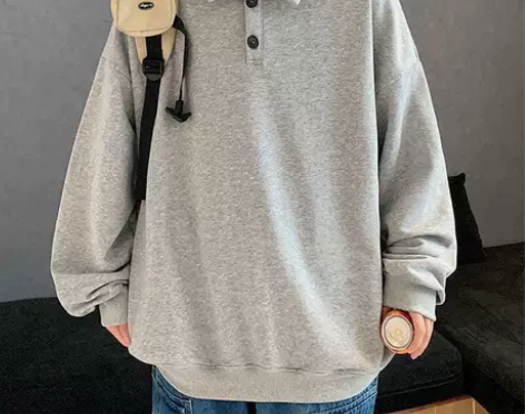 春秋美式polo卫衣男装薄款打底衫小众潮牌...