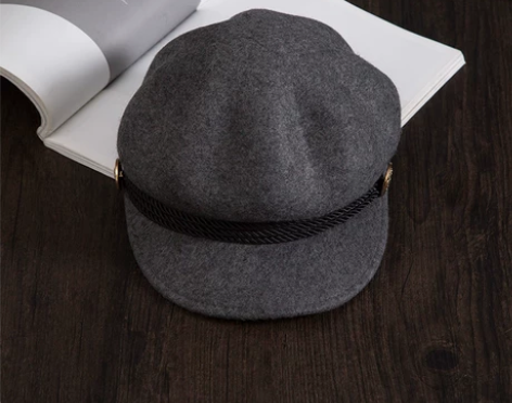 秋冬新款羊毛复古骑士帽报童帽时尚百搭礼帽女...