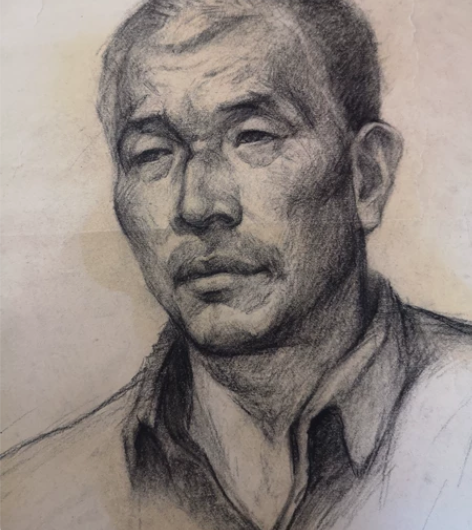 八十年代人物素描习作，下方有开裂。当年习画...