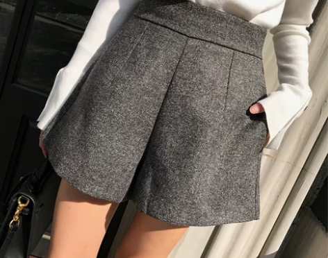 韩版显瘦高腰毛呢短裤女冬 感兴趣的话点“我...