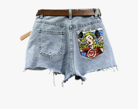 【狂暑价】欧货浅蓝色高腰显瘦牛仔短裤女20...