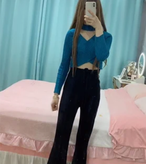 高腰交叉露肚脐上衣，S码穿过2次闲置了  ...