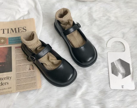 软妹可爱小皮鞋日系圆头女学生百搭娃娃鞋平底...