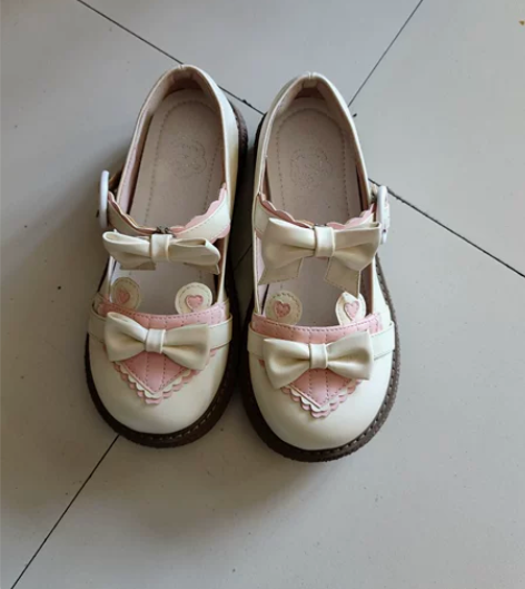 萌卡酱Lolita原创笑咪咪大头娃娃鞋 奶...