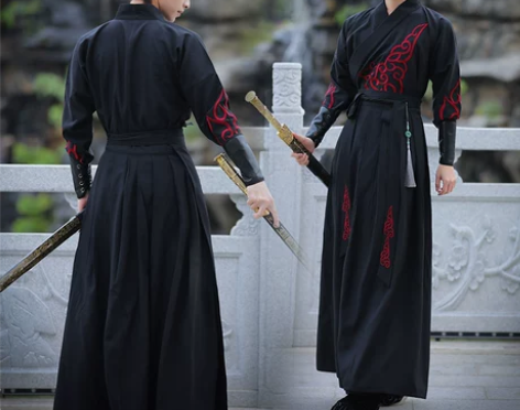 传统大码男装古装书生儒雅男女汉服魏晋交领大...