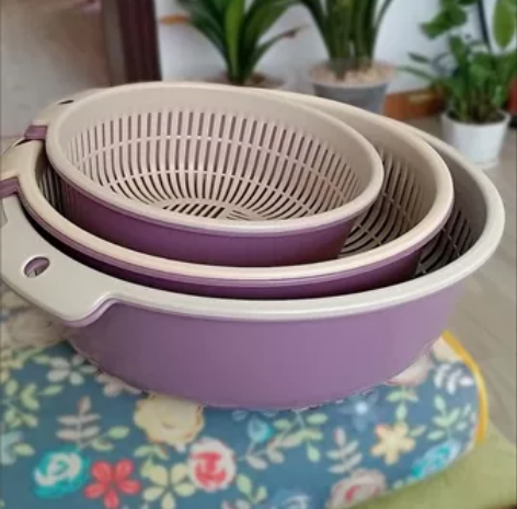 【6件套全新包邮】双层洗菜盆沥水篮家居水果...