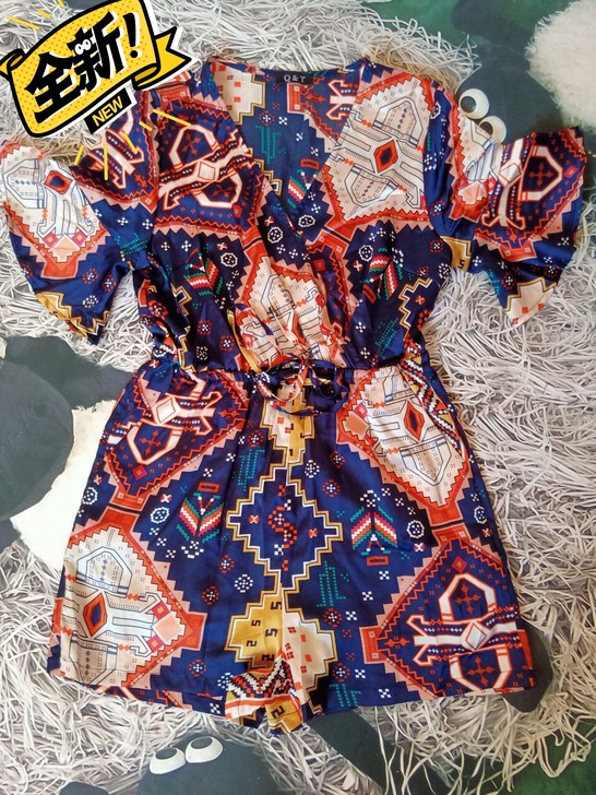 印花连体裤