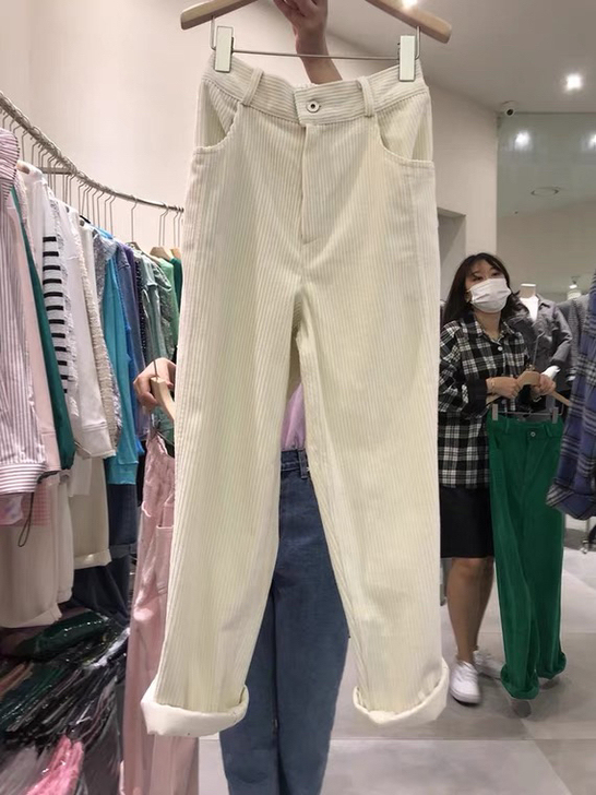 气质高腰显瘦复古灯芯加绒休闲长裤，xl，适...