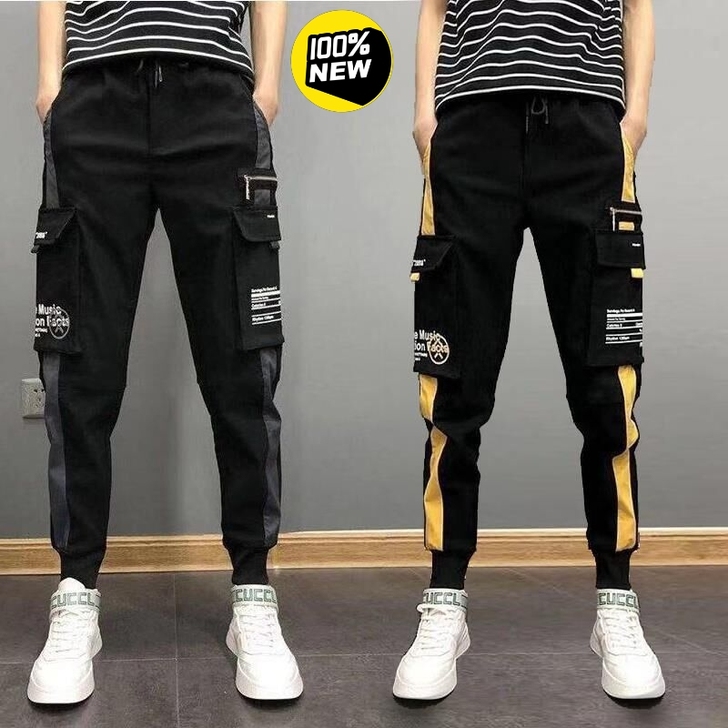 秋冬季工装裤男学生加绒加厚韩版潮牌束脚宽松...