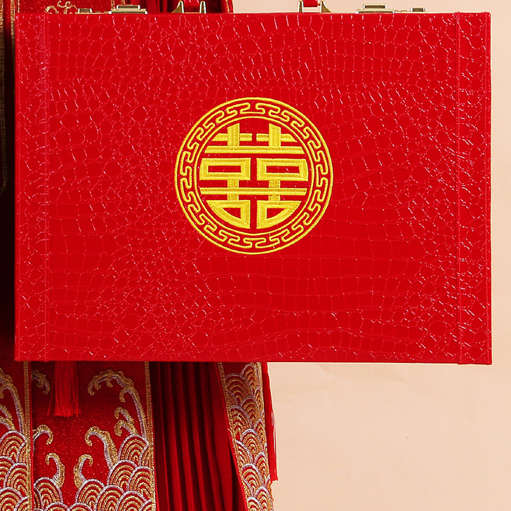 礼金箱彩礼钱盒子彩礼箱红皮箱红色箱子嫁妆箱...