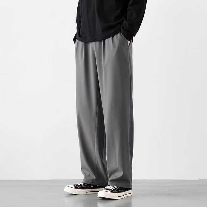 春秋直筒裤男宽松潮牌休闲裤坠感拖地裤夏季韩...