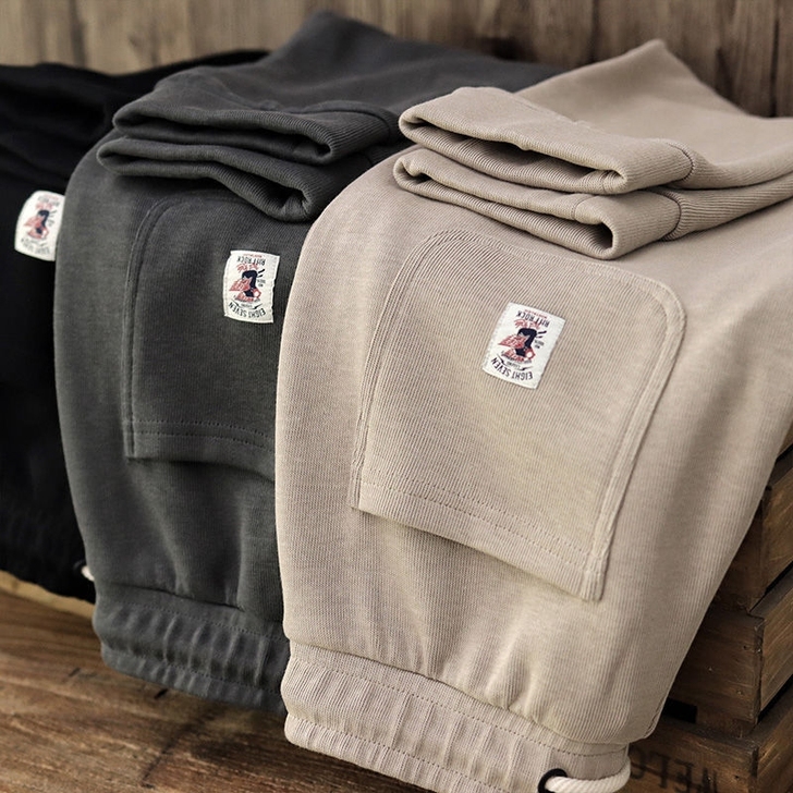 纯色重磅卫裤男针织长裤纯棉休闲裤抽绳运动裤...