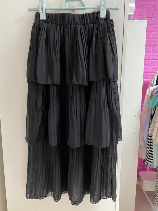 黑色雪纺蛋糕裙
