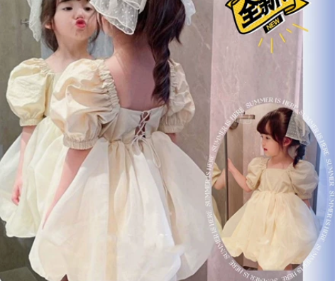 全新女童在逃公主连衣裙夏季新款儿童花苞裙蓬...