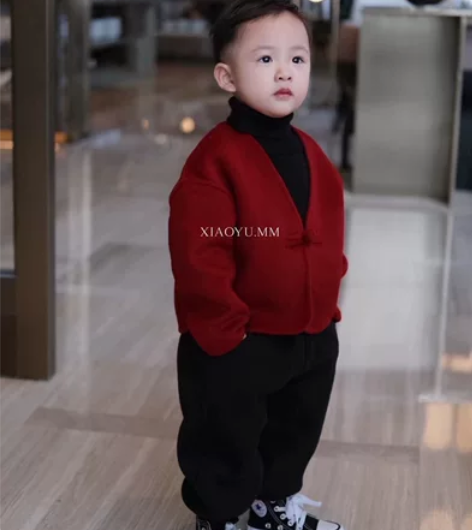 一粒扣新中式男童年服周岁礼服生日礼服 男宝...