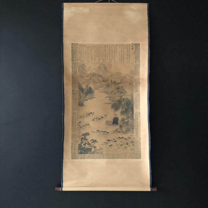 名人名家字画【张伯龙】纪恩图，清代，三尺中...