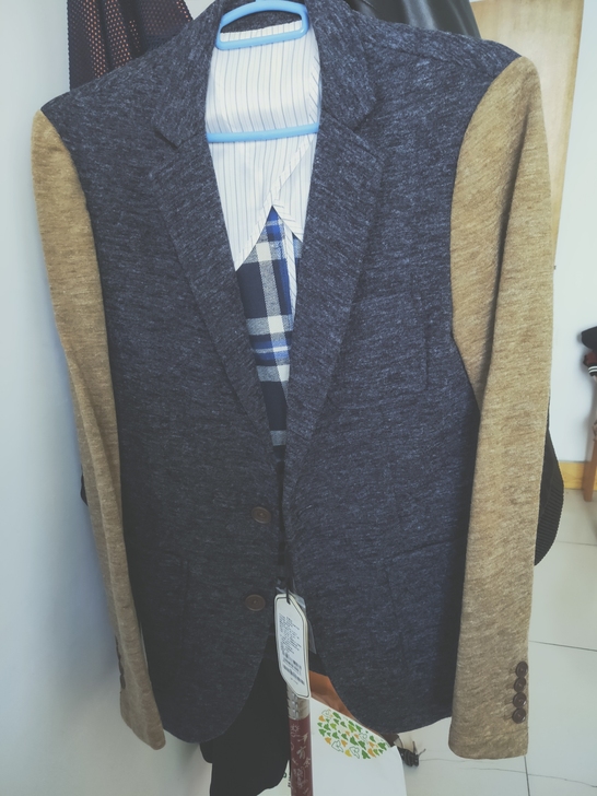 马克华菲 西服西装 男装上衣外套 羊毛衫拼接