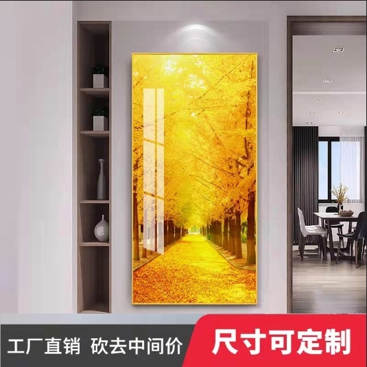 福禄双全竖版晶瓷玄关画竖版葫芦聚财轻奢挂画...