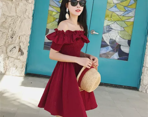 张景亦 复古港风chic连衣裙女 夏季一字...