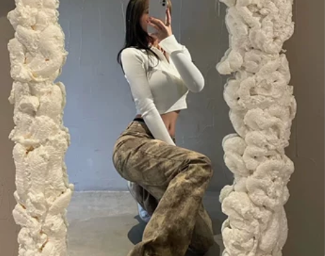 复古迷彩微喇工装裤女新款高腰显瘦休闲裤百搭...