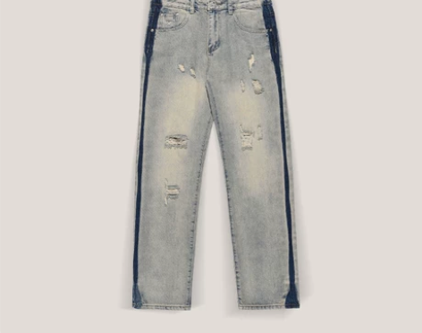 EAKC胶泥 美式西部破洞褪色水洗做旧简