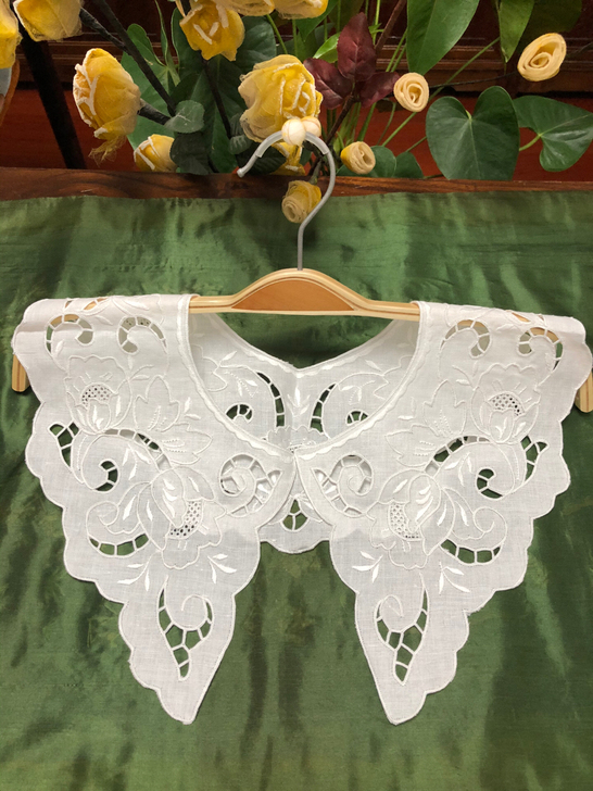 纯手工镂空刺绣衣领假领子外搭小披肩，纯白色...