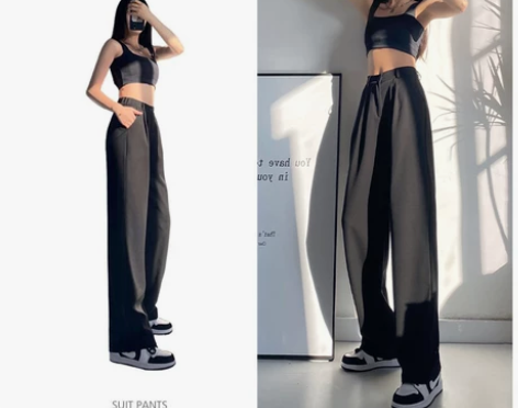 阔腿裤女垂感高腰小个子直筒休闲薄款裤子宽松...