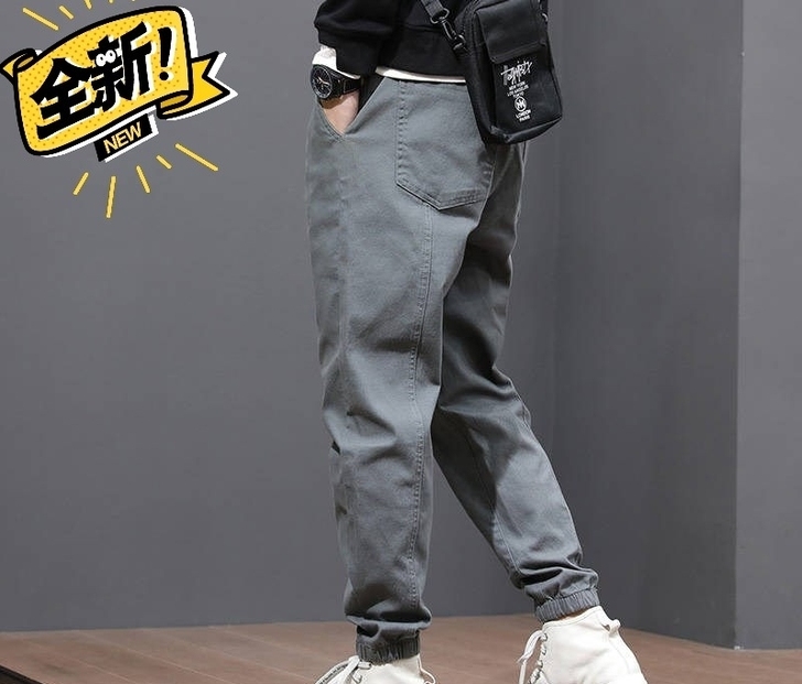 门店装修，全新休闲裤男秋季薄款工装裤宽松束...