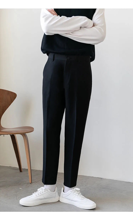 直筒裤子男士休闲裤韩版潮流宽松阔腿裤九分垂...