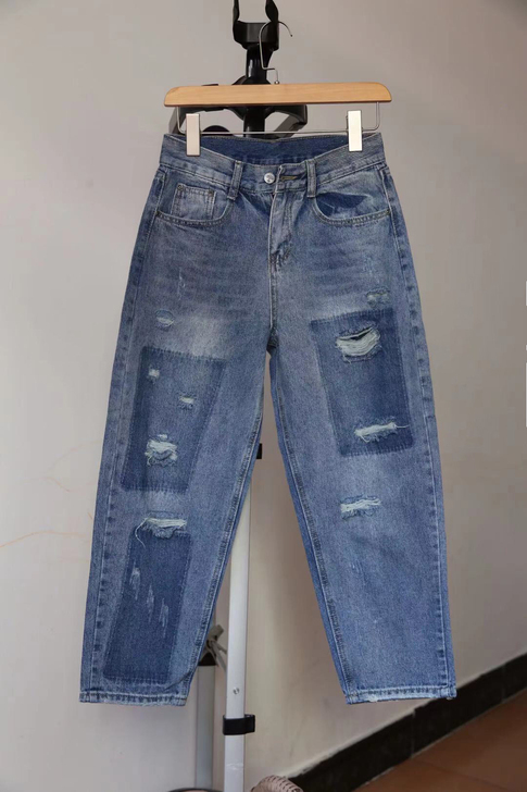 全新破洞萝卜裤，8-9分的长度，对小个子友...