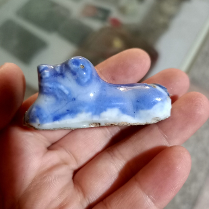 清末民国青花瓷镇纸笔搁双用