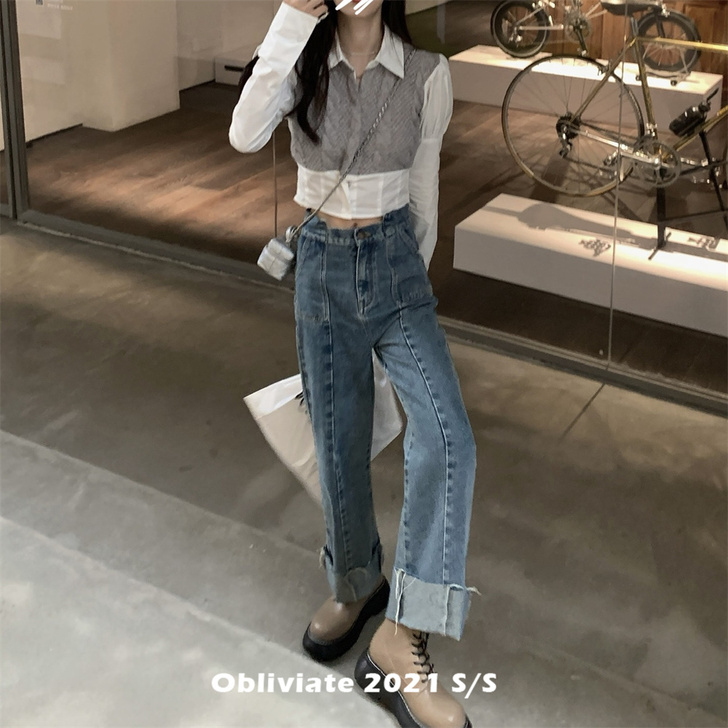 牛仔裤很显瘦哦