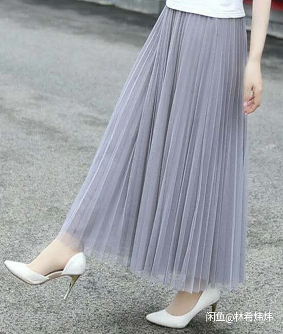 网纱半身裙仙女百褶裙新款韩版高腰显瘦中长款...