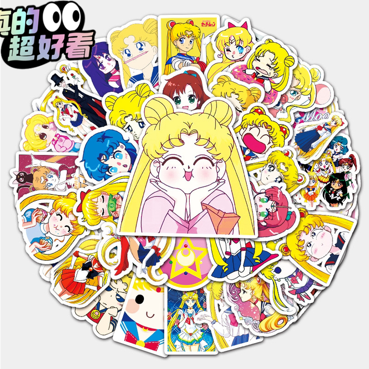 51张不重复美少女战士涂鸦贴纸 行李箱滑板...