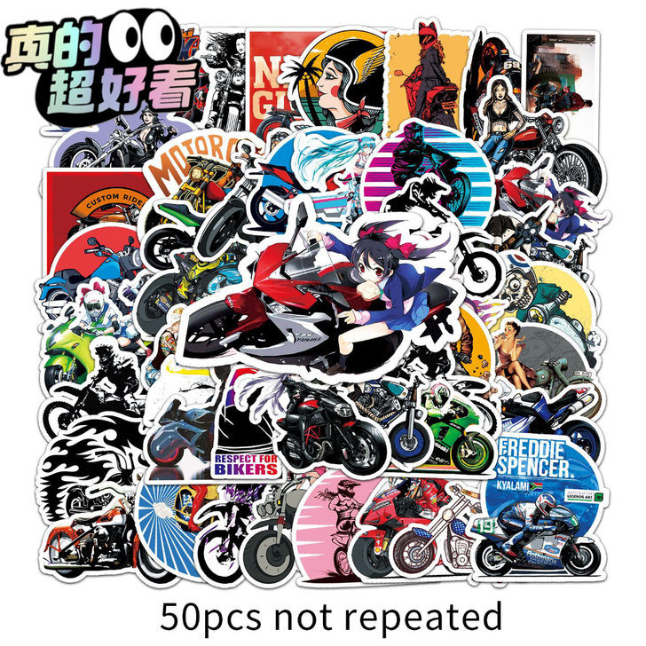 50张潮流个性机车DIY装饰贴纸行李箱笔记...