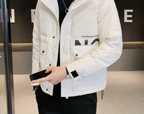 2022时尚休闲立领字母印花羽绒服冬季新韩...