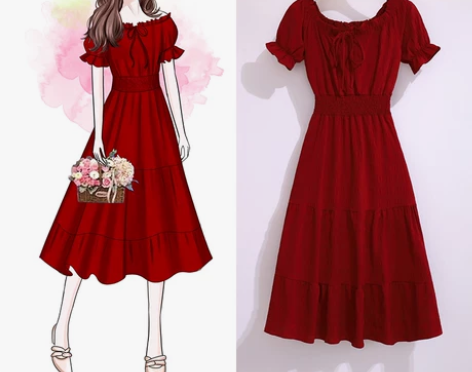 复古连衣裙女2020夏季新款网红港味一字肩...