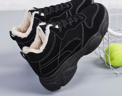 冬季新款加绒加厚女鞋小熊底防滑耐磨轻便保暖...