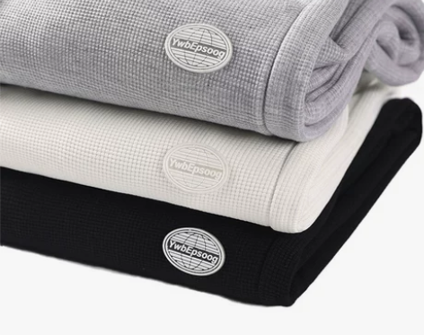 华夫格裤子男秋冬潮流宽松百搭束脚加绒卫裤加...