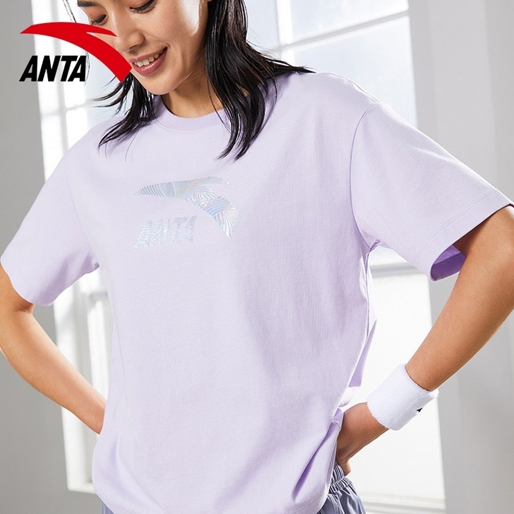 安踏2021夏季新款女子半袖T桖紫色