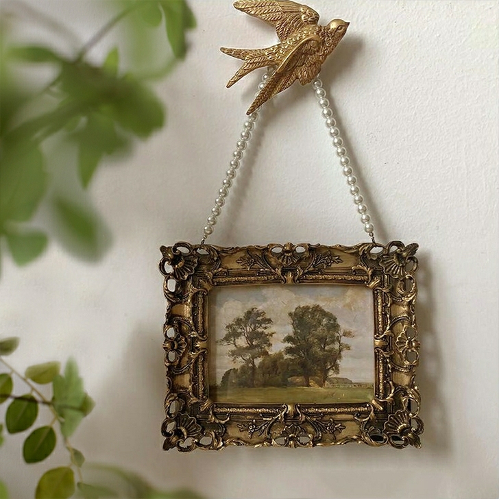 致橡树巴洛克欧式复古样板房珍珠链子挂画摆台...