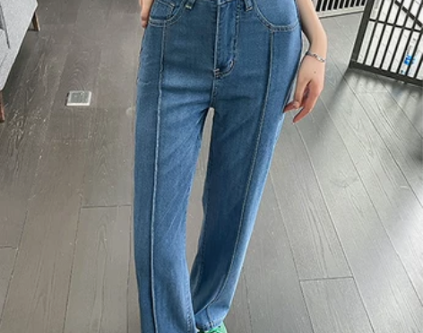 天丝牛仔裤女2022年夏季新款高腰显瘦直筒...