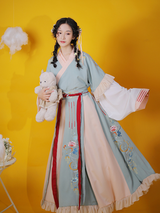 花湘蓉原创正品汉服女魏晋风晋制齐腰襦裙白菜...