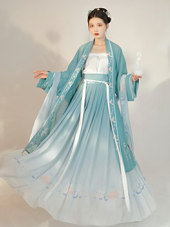 劲合【听夏】汉服女正品原创三件套6米摆对襟...