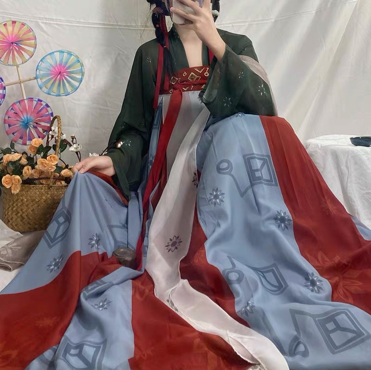 南阁原创【青团儿.红豆糕】唐制复原印花绣花...